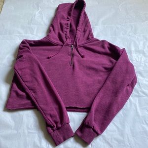 Lounge maroon cropped quarter zip hoodie